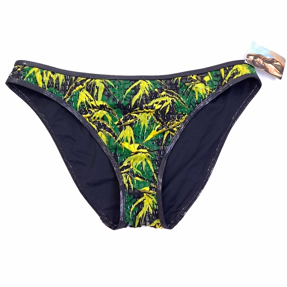 Victoria's Secret Very Sexy Swim Bikini Bottoms Tropical Palms Green Black Large - Picture 8 of 8